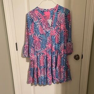Lilly Pulitzer Blue and Pink Tropical Blouse
